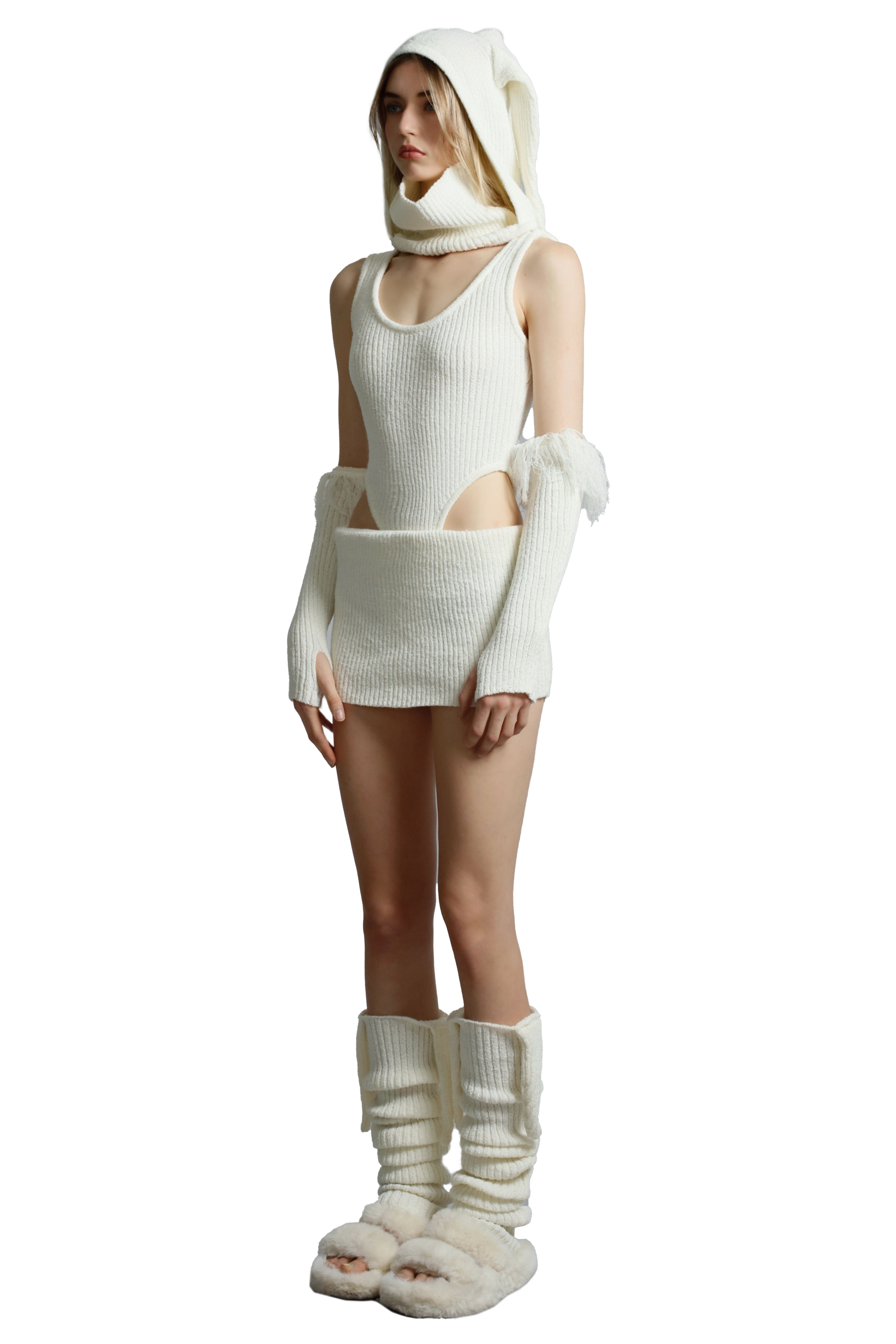 Knit Mini Skirt With Leg Warmers